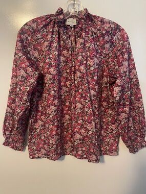 Mipounet Casilda Liberty Blouse Dark Pink Floral Size 14